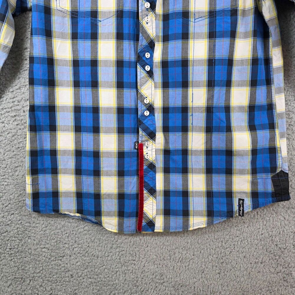 Akademiks Shirt Men's Plaid Blue White Button Up Long Sleeve AKDMKS Size 2XL - Picture 7 of 13